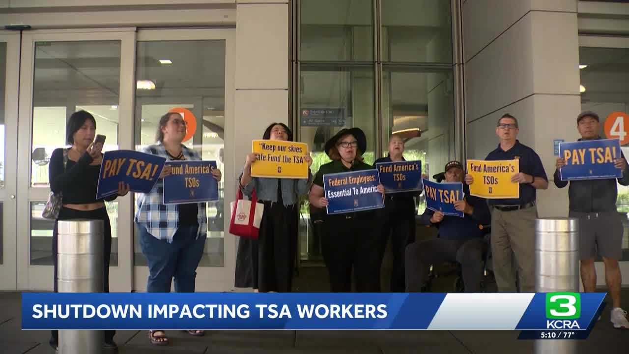 TSA workers rally at Sacramento Airport amid shutdown strain