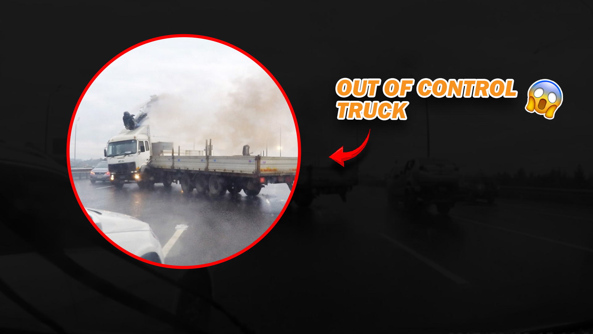 Truck swerves too late and crashes into another vehicle