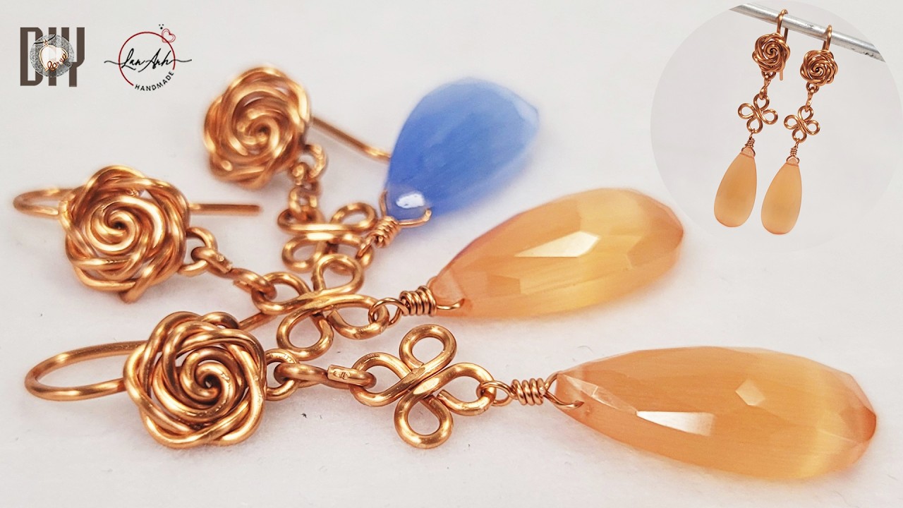 Making beautiful earrings with rose and clover | Cute and easy jewelry ...