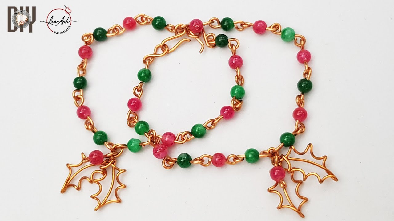 Holly leaf Christmas bracelet - how to make simple jewelry from copper ...
