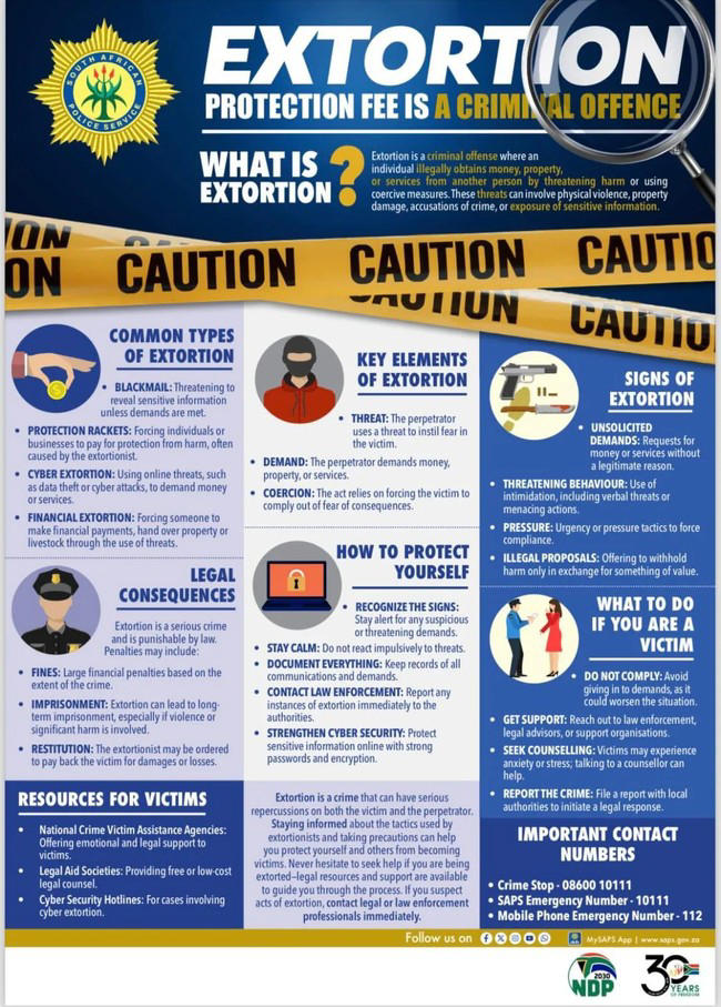 SAPS warns against extortionists demanding money to bypass arrests