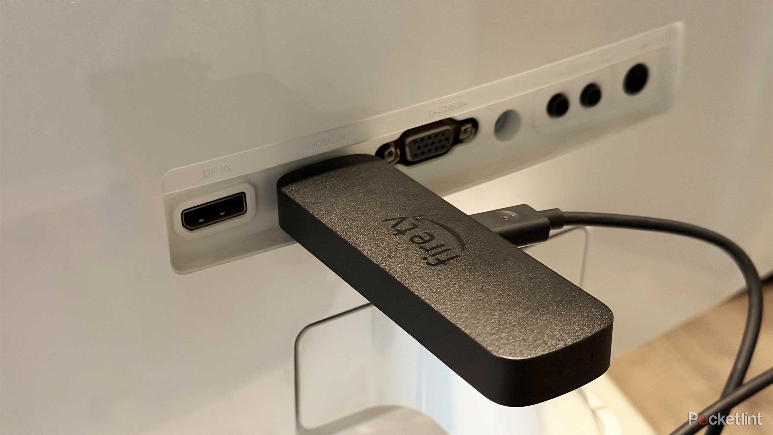 Fire TV Stick plugged into monitor