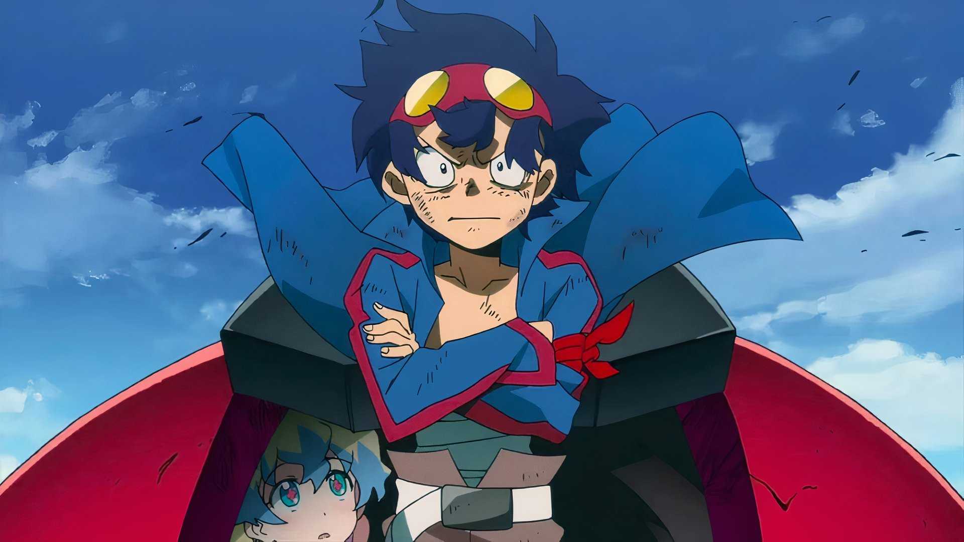 Simon from Gurren Lagann with his arms crossed