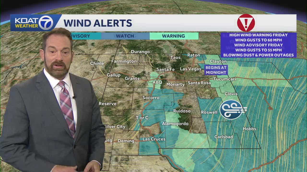 High wind warnings and wind advisories across New Mexico
