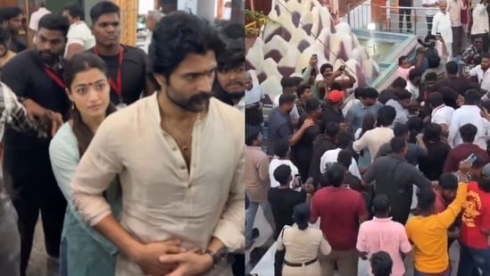 Protective Vijay Deverakonda holds Rashmika Mandanna close as they ...