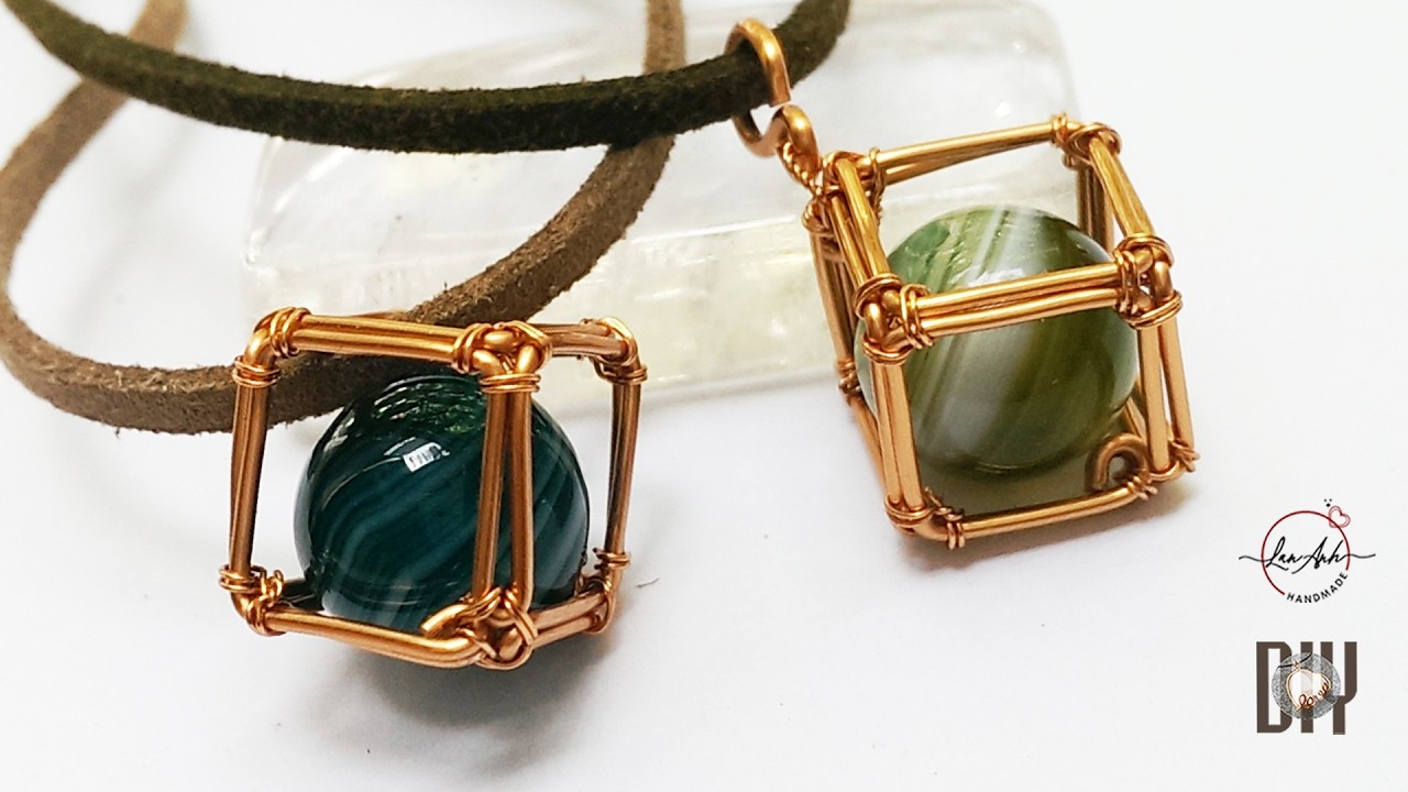 How to wrapping big stone without holes | Cube pendant