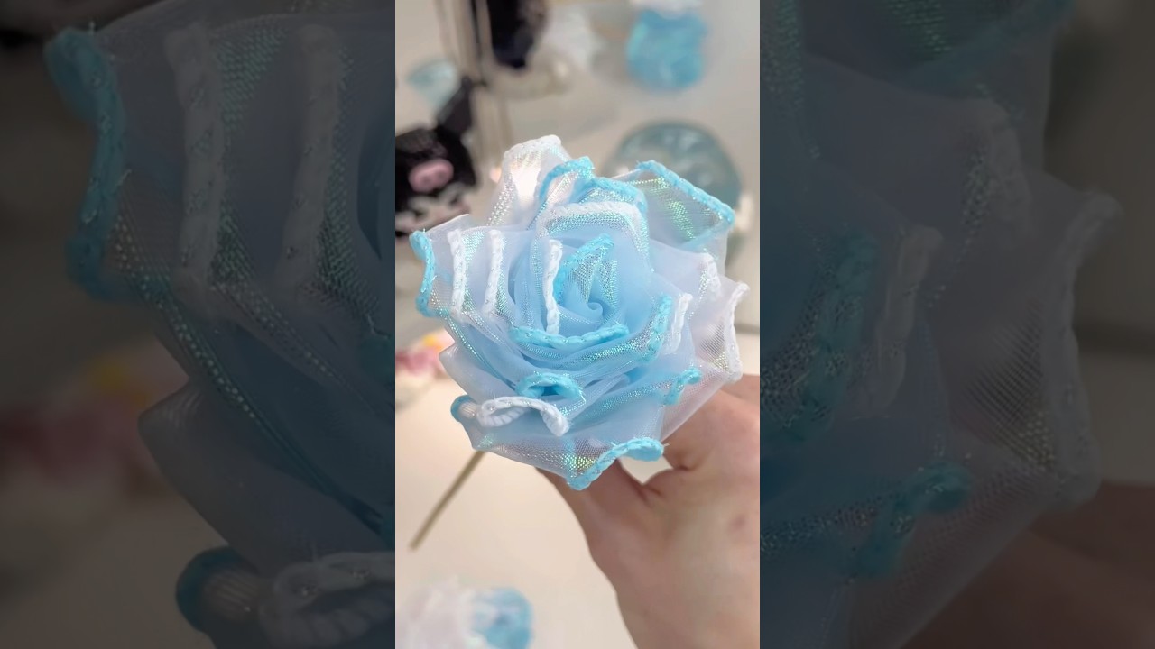 Easy cute ribbon flower 🤩#easy #diy #craft #ribbon