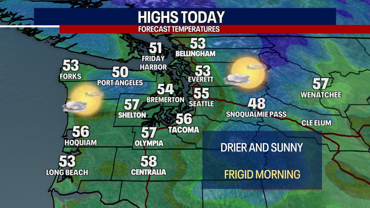 Seattle weather: Dry with sunshine Friday, more spring-like conditions