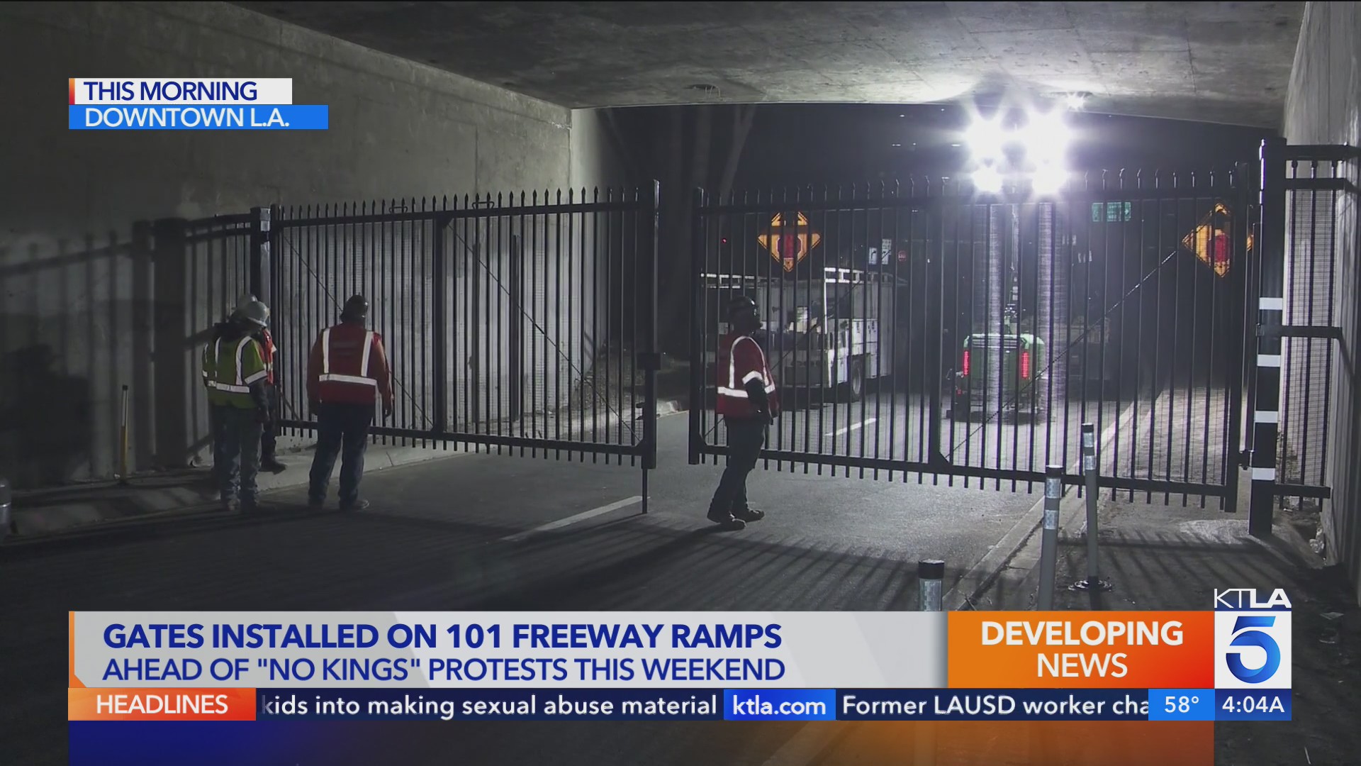 Caltrans installs gates on 101 Freeway ramps ahead of 'No Kings' protest