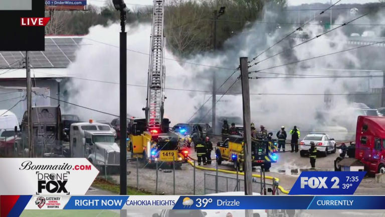 Crews responding to fire at trucking businesses in Cahokia Heights