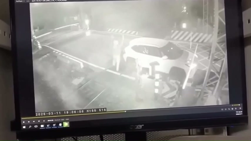 Train smashes into car after driver tries to rush over level crossing