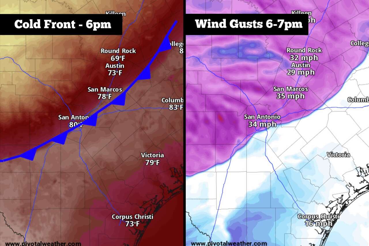 When will Friday's cold front arrive in South Texas? Here's the updated ...