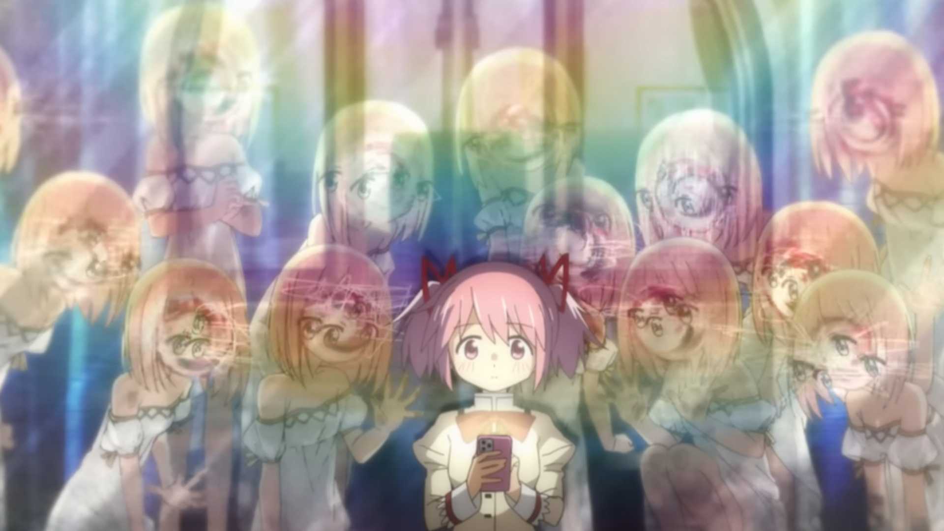Madoka is infinitely refracted in Puella Magi Madoka Magica the Movie: Walpurgisnacht Rising.