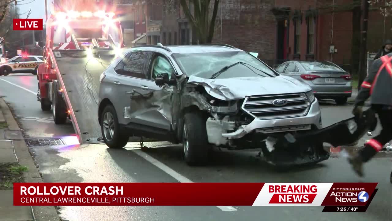 Person sent to hospital after rollover crash in Pittsburgh