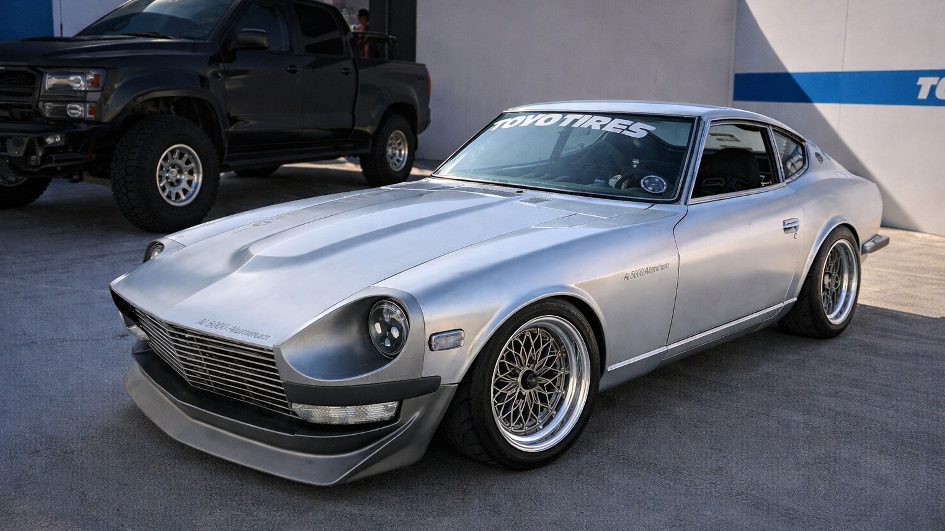 Vintage Datsun 240Z rebuilt with lightweight aluminum bodywork