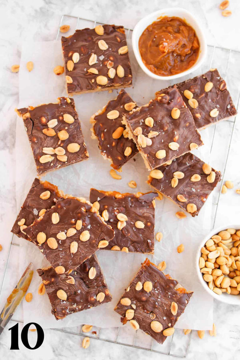 No bake Snickers Rice Krispie treats