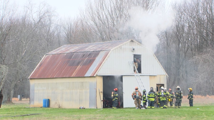Crews respond to Greene Township barn fire