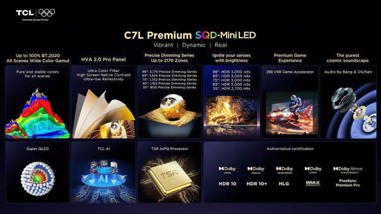 TV TCL C7L : Mini LED SQD Gen 8, HDR Dolby Vision, Dolby Atmos ...
