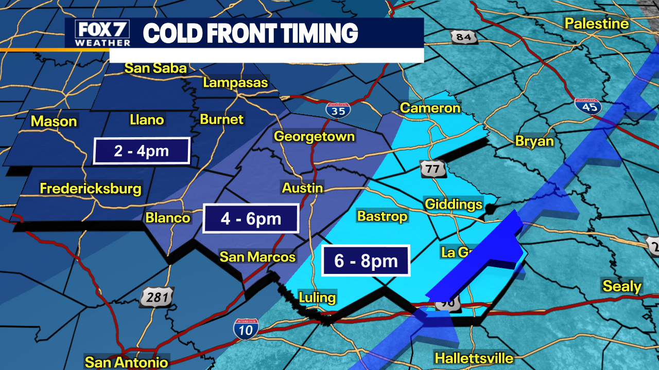 Austin weather: Cold front to arrive this afternoon