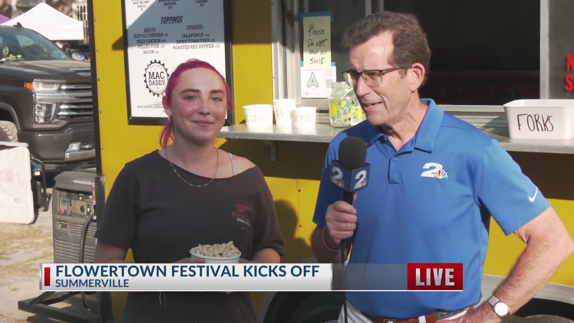Chief meteorologist Rob Fowler talks to Mac Daddy at Flowertown ...