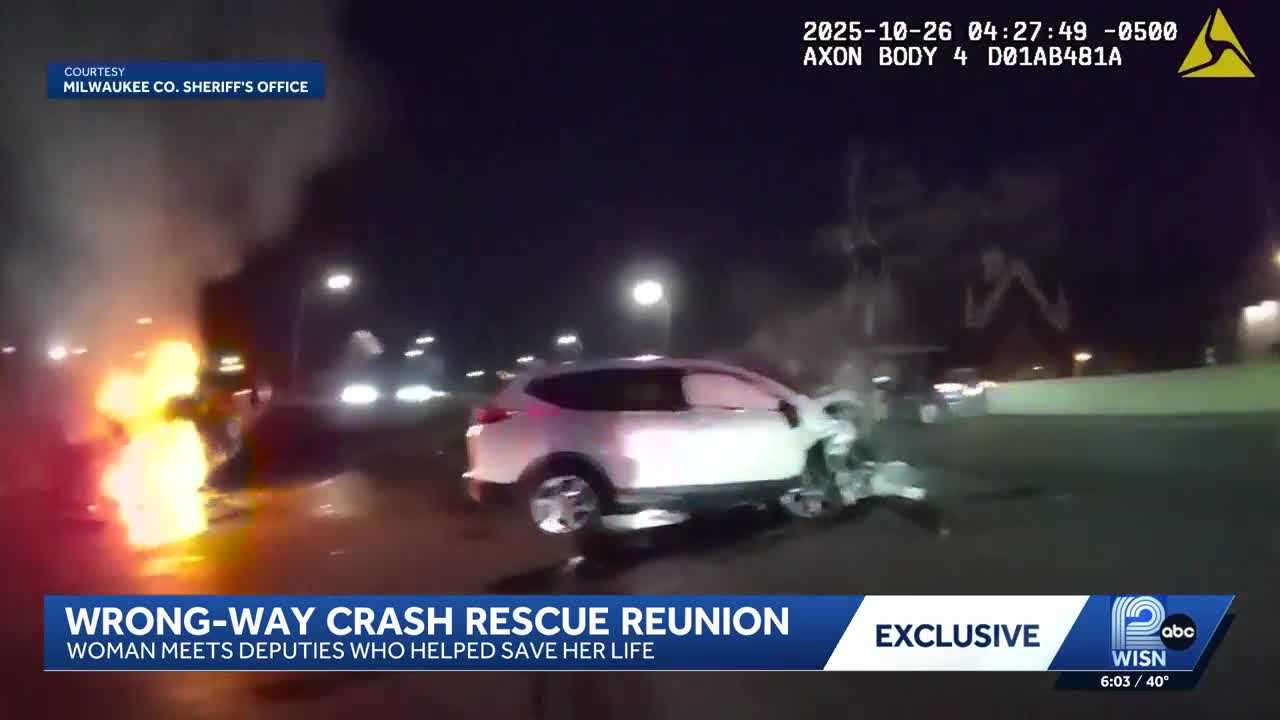 Mom survives wrong-way crash, reunites with deputies who saved her life