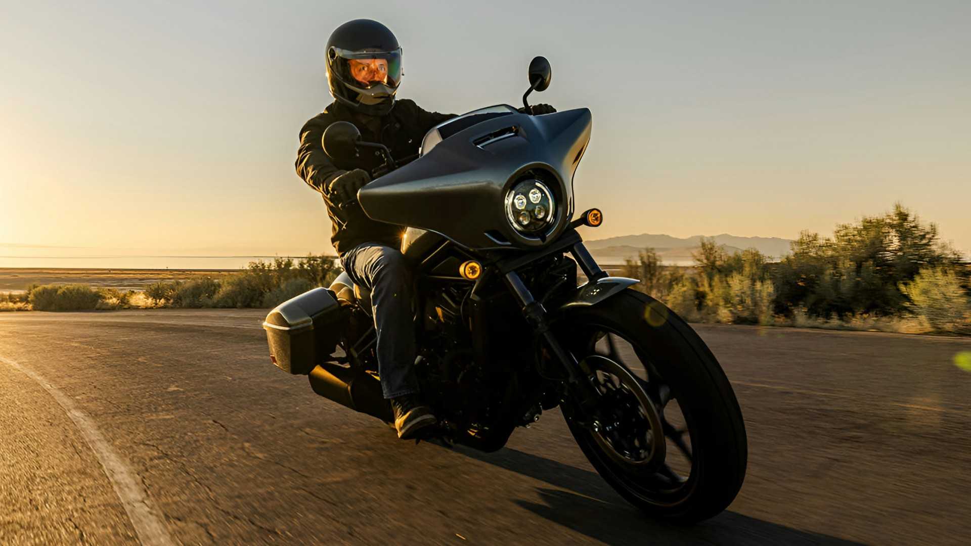 2026 Honda Rebel 1100T cornering cinematic shot