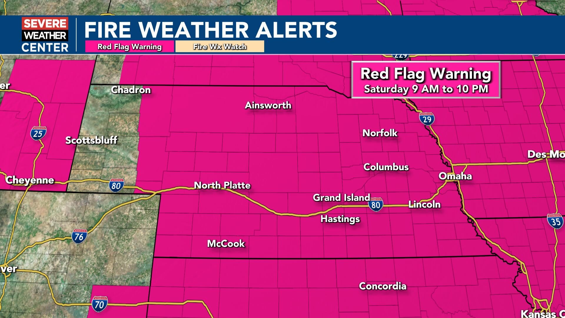 Red flag warnings in place as Nebraska faces dangerous fire conditions ...