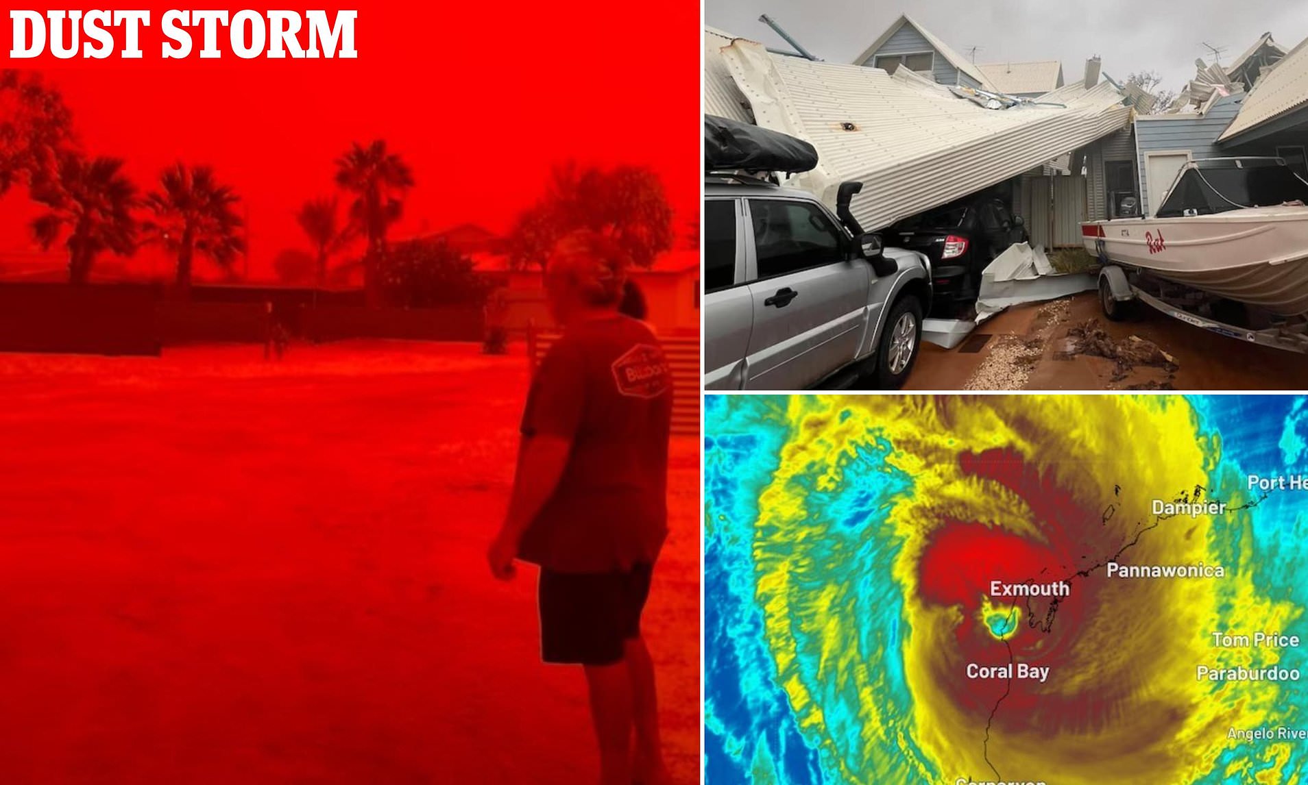 Aussies survey cyclone chaos as fierce 100km/h winds coat an entire ...