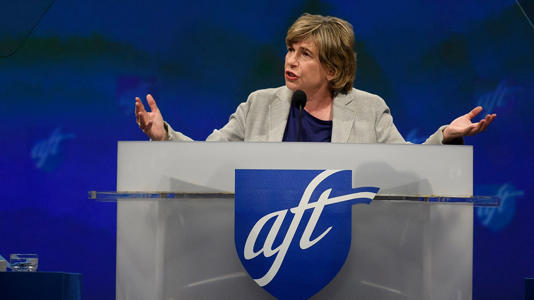 American Federation of Teachers President Randi Weingarten speaks at a Pennsylvania convention. Jeff Swensen/Getty Images