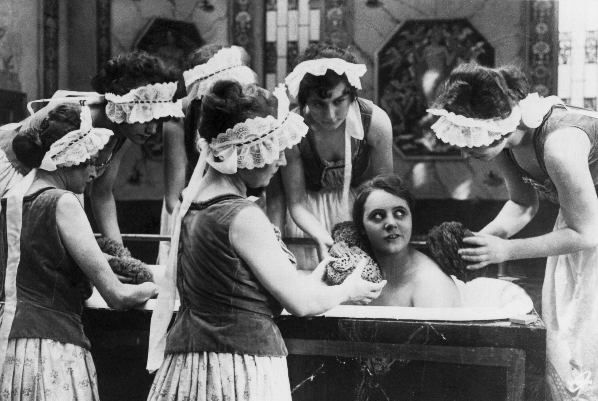 <p>Translated into English as 'The Oyster Princess,' this early German silent comedy features Ossi Oswalda, seen here in a bathtub surrounded by handmaidens. The actress was dubbed the "German Mary Pickford" due to her popularity at the time.</p><p>Sources: (Variety) (The Washington Post) (Britannica)</p><p>See also: <a href="https://www.starsinsider.com/celebrity/462856/soakin-stars-celebs-who-love-baths">Soakin' stars—Celebs who love baths</a>.</p><p>You may also like:<a href="https://www.starsinsider.com/n/402209?utm_source=msn.com&utm_medium=display&utm_campaign=referral_description&utm_content=546036en-en"> Do you live in one of the world's 50 coolest neighborhoods?</a></p>