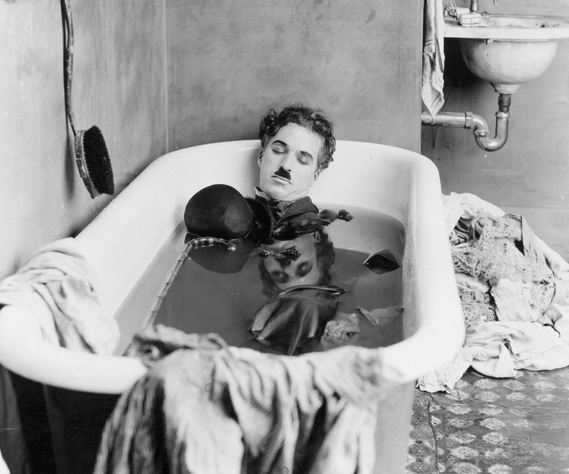 <p>Charlie Chaplin dozes off in the bathtub in a hilarious scene from the silent short film 'Pay Day.' He also wrote and directed the picture.</p><p>You may also like:<a href="https://www.starsinsider.com/n/367065?utm_source=msn.com&utm_medium=display&utm_campaign=referral_description&utm_content=546036en-en"> The brainiest star signs based on Nobel Prize winners</a></p>