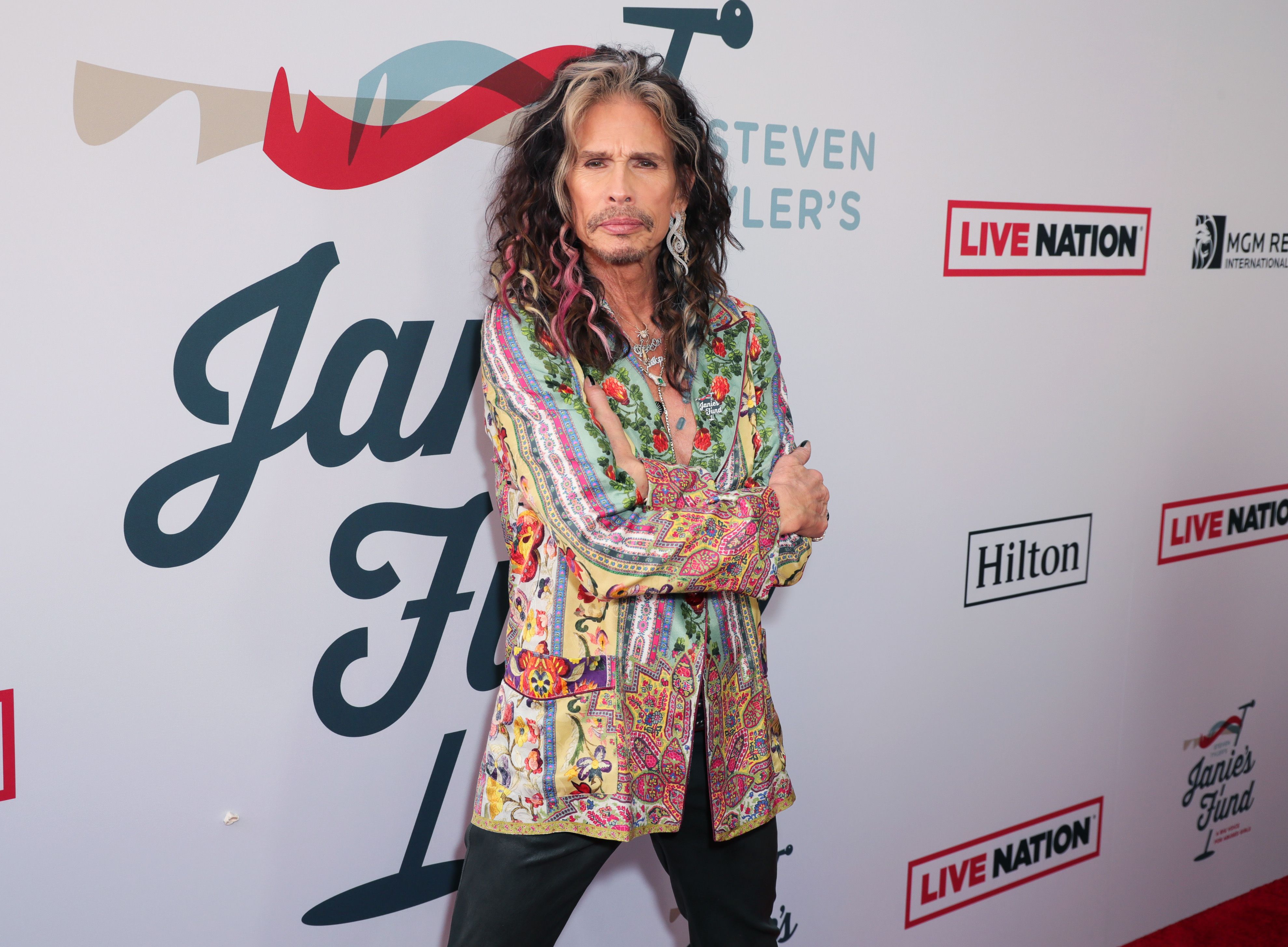 LOS ANGELES, CALIFORNIA - JANUARY 26: (L-R) Steven Tyler arrives at Steven Tyler's Third Annual Grammy Awards Viewing Party to benefit Janie’s Fund presented by Live Nation at Raleigh Studios on January 26, 2020 in Los Angeles, California. (Photo by Leon Bennett/Getty Images for Janie's Fund)
