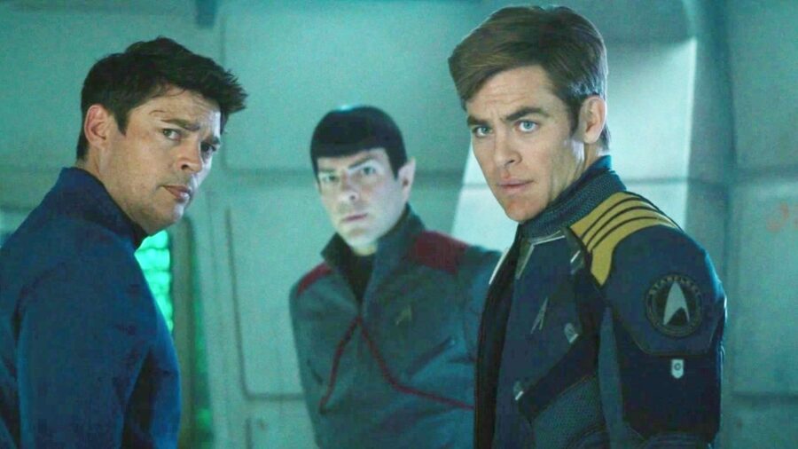 Karl Urban, Zachary Quinto, and Chris Pine in <a>Star Trek Beyond</a> (2016)