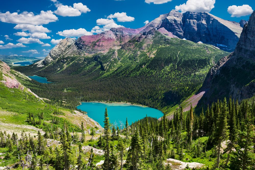 <p>One of the country's most breathtaking parks, <a class="SWhtmlLink" href="https://www.nps.gov/glac/index.htm" rel="noopener noreferrer">Glacier National Park</a> has more than its fair share of sights to be seen. We recommend Grinnell Glacier, named after the environmentalist who fought for Glacier to become a national park in 1910. The 7-plus mile hike, which starts with a boat ride across Swiftcurrent Lake, can be a bit strenuous—it usually takes an entire day—so carry lunch to enjoy at the top. Just watch out for bighorn sheep and mountain goats on the trek!</p>