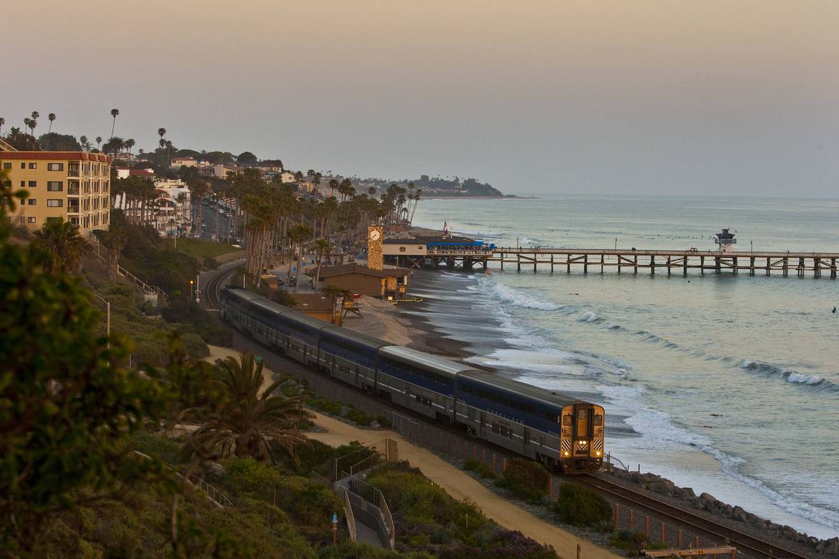 <p>As its name suggests, the <i>Pacific Surfliner</i> glides along the California coastline of the Pacific Ocean. The train rides from San Louis Obispo (above Santa Barbara) down to San Diego, and it hugs the coast the entire time. If you travel at sunset, you'll get a show!</p> <p>If you want to visit California Disneyland in Anaheim, the <i>Surfliner</i> offers deals for anyone who wants to tour the Happiest Place on Earth. If not, you can explore the entirety of southern and mid-California with food and drinks included.</p>