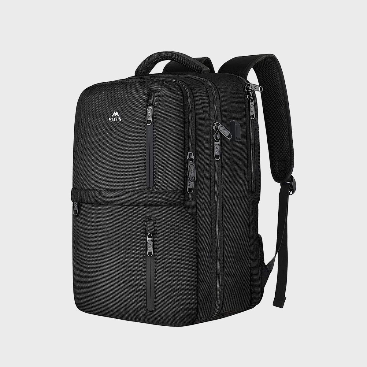 <h3 class="">Matein Travel Backpack</h3> <p>This wildly popular <a href="https://www.amazon.com/Backpack-Approved-Compartment-Anti-Theft-Lightweight/dp/B07NV3VZ76/" rel="noopener noreferrer">travel backpack</a> has more than 2,100 five-star ratings on Amazon. Here's why: The storage is exceptional. The two front organizer sections have spots for stashing keys, a wallet and a phone. The main compartment is roomy and ideal for daily essentials, and there's a separate padded space for laptops and other small tech devices. It's one of the best wallet-friendly <a href="https://www.rd.com/list/amazon-carry-on-luggage/" rel="noopener noreferrer">Amazon carry-on luggage</a> pieces.</p> <p>"<span>I travel 48 out of 52 weeks of the year and was looking for an inexpensive backpack that would be up for my travel challenges! Here it is! It’s perfect for my everyday tosses and bumps and being shoved into overhead bins on a plane. Fits nicely under the seat in front of me as long as I don’t pack it too full," shares five-star reviewer, <a href="https://www.amazon.com/gp/customer-reviews/RBTI26RQPXZT3/" rel="noopener">Emily C</a>.</span></p> <p><strong>Pros</strong></p> <ul> <li class="">Budget-friendly</li> <li class="">Durable water-resistant and anti-scratch fabric</li> <li class="">Hidden anti-theft back zippered pocket</li> <li class="">Multi-panel ventilated padded back provides support</li> <li>Separate padded laptop compartment</li> </ul> <p><strong>Cons</strong></p> <ul> <li class="">Includes a charging port, but not a portable charger</li> </ul> <p class="listicle-page__cta-button-shop"><a class="shop-btn" href="https://www.amazon.com/Backpack-Approved-Compartment-Anti-Theft-Lightweight/dp/B07NV3VZ76/">Shop Now</a></p>