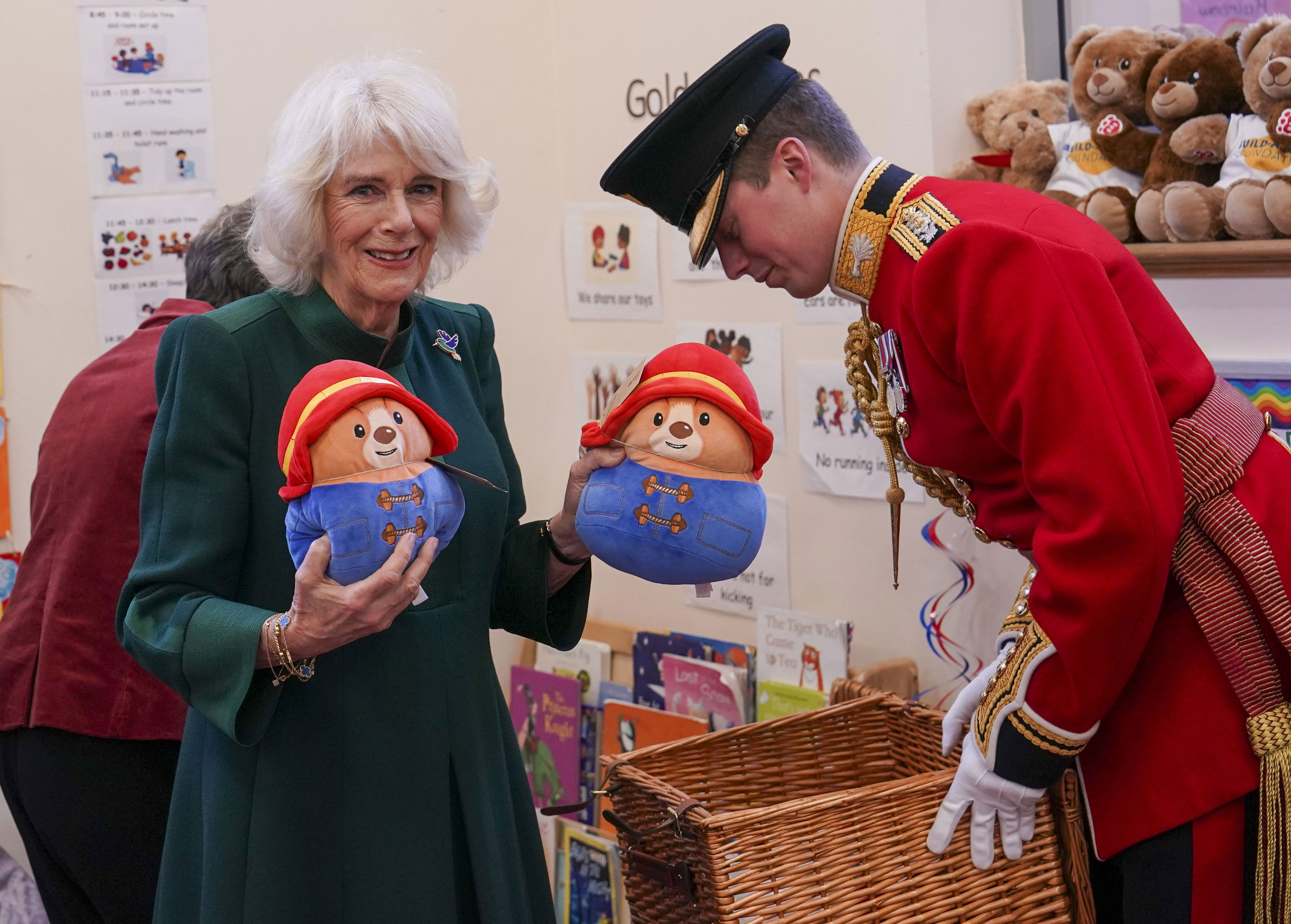 queen camilla hands out easter money as she stands in for king charles