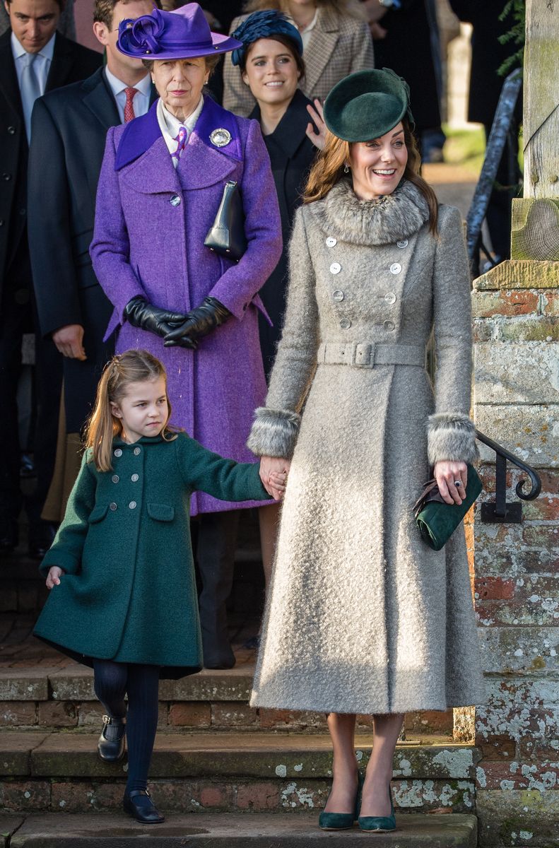 <p>Princess Charlotte practices her curtsy while greeting her paternal great-grandmother, Queen Elizabeth, on Christmas.</p>
