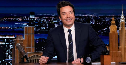 Jimmy Fallon smiling on The Tonight Show