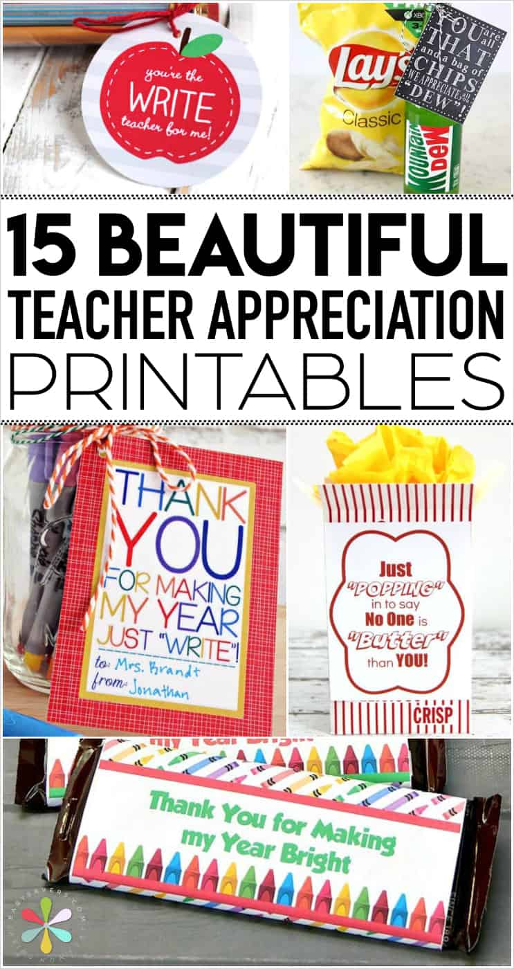 Teacher Appreciation Printables 15 Fun Free Tags for Great Gift Ideas!