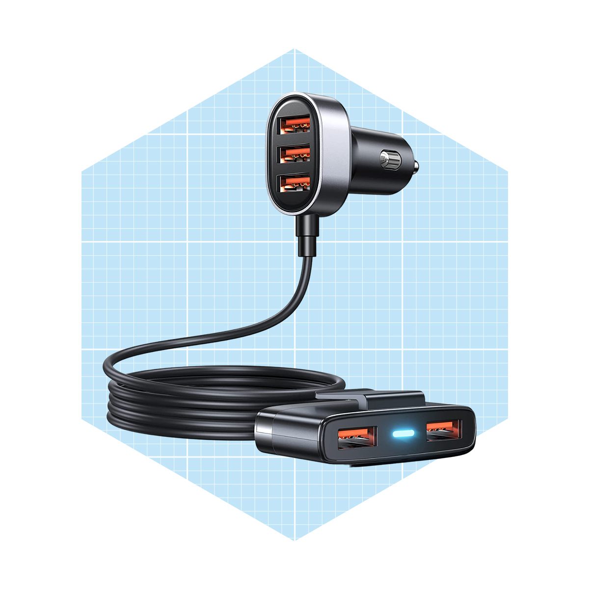 <p>A USB car charger adapter with multiple ports is a must-have accessory for any road trip. Compatible with a wide variety of devices, this <a href="https://www.amazon.com/Charger-Adapter-Compatible-Tablets-Devices/dp/B08JTWPLC4" rel="noopener noreferrer">multiport car charger</a> keeps your smartphones, tablets, GPS and other USB-powered devices running. Plug it into the car's 12V port and it's ready to go. There are three USB ports for the front seats and a long double-port extension for passengers in the back.</p> <p class="listicle-page__cta-button-shop"><a class="shop-btn" href="https://www.amazon.com/Charger-Adapter-Compatible-Tablets-Devices/dp/B08JTWPLC4">Shop Now</a></p>