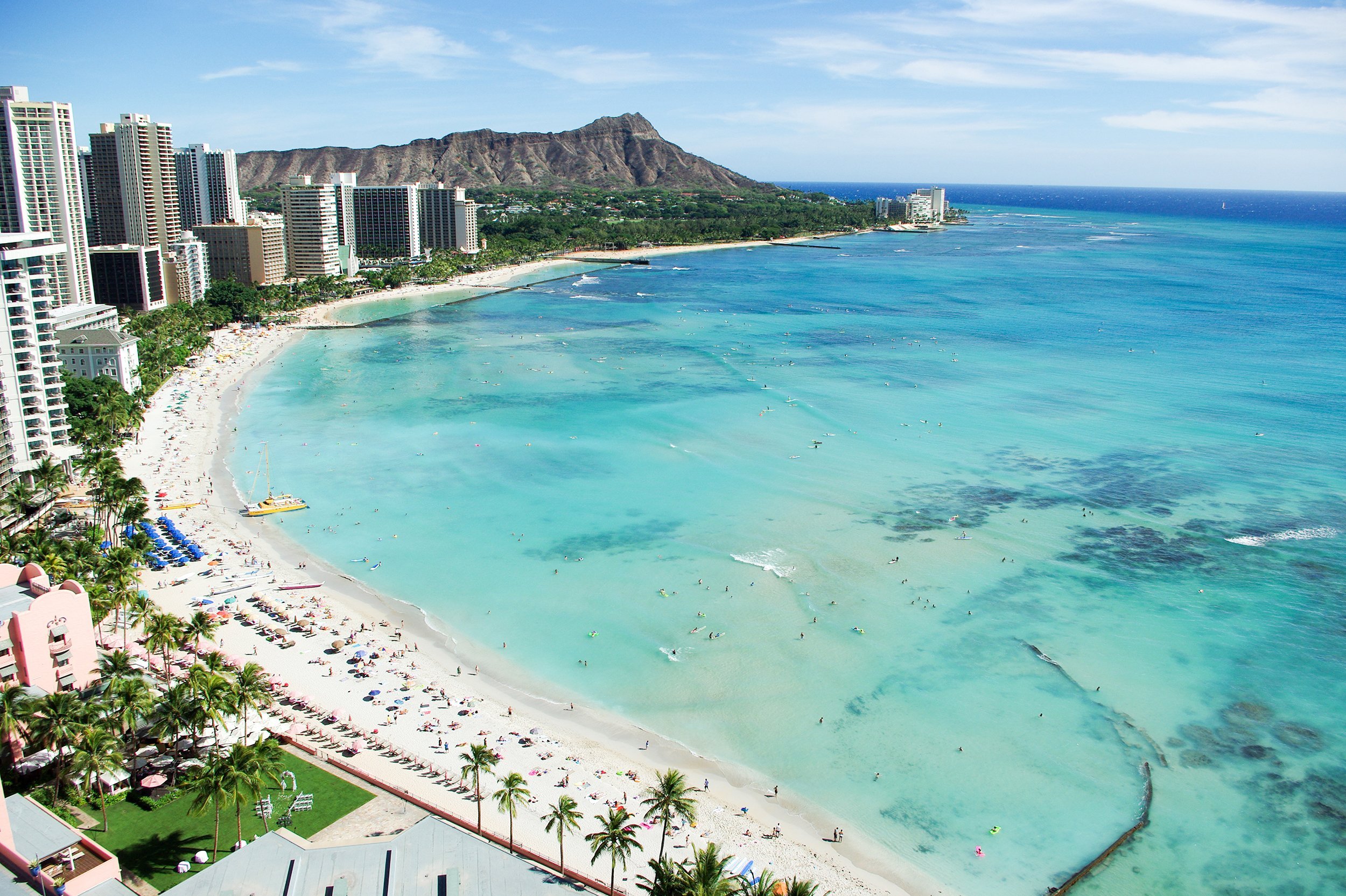 <p>From iconic Waikiki Beach you can see Diamond Head, one of the world's most popular climbable volcanoes. There's also nearly two miles of white sand, and warm, turquoise water. But if you're after solitude — or just some room to spread a beach blanket — this isn't the best choice.</p>