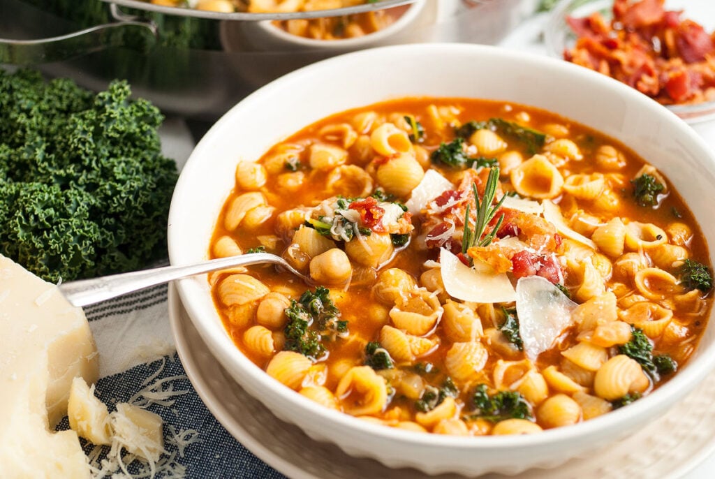 <p>Experience the wonderful flavors of classic Italian comfort food with pasta e ceci, a delicious chickpea soup packed with bacon, garlic, rosemary, tomatoes, and more. This iconic and nutritious recipe will satisfy your craving for a hearty stew.<br><strong>Get the Recipe: <a href="https://xoxobella.com/pasta-ceci-italian-pasta-chickpea-stew/?utm_source=msn&utm_medium=page&utm_campaign=msn" rel="noreferrer noopener follow">Pasta e Ceci – Pasta and Chickpea Stew</a></strong></p>