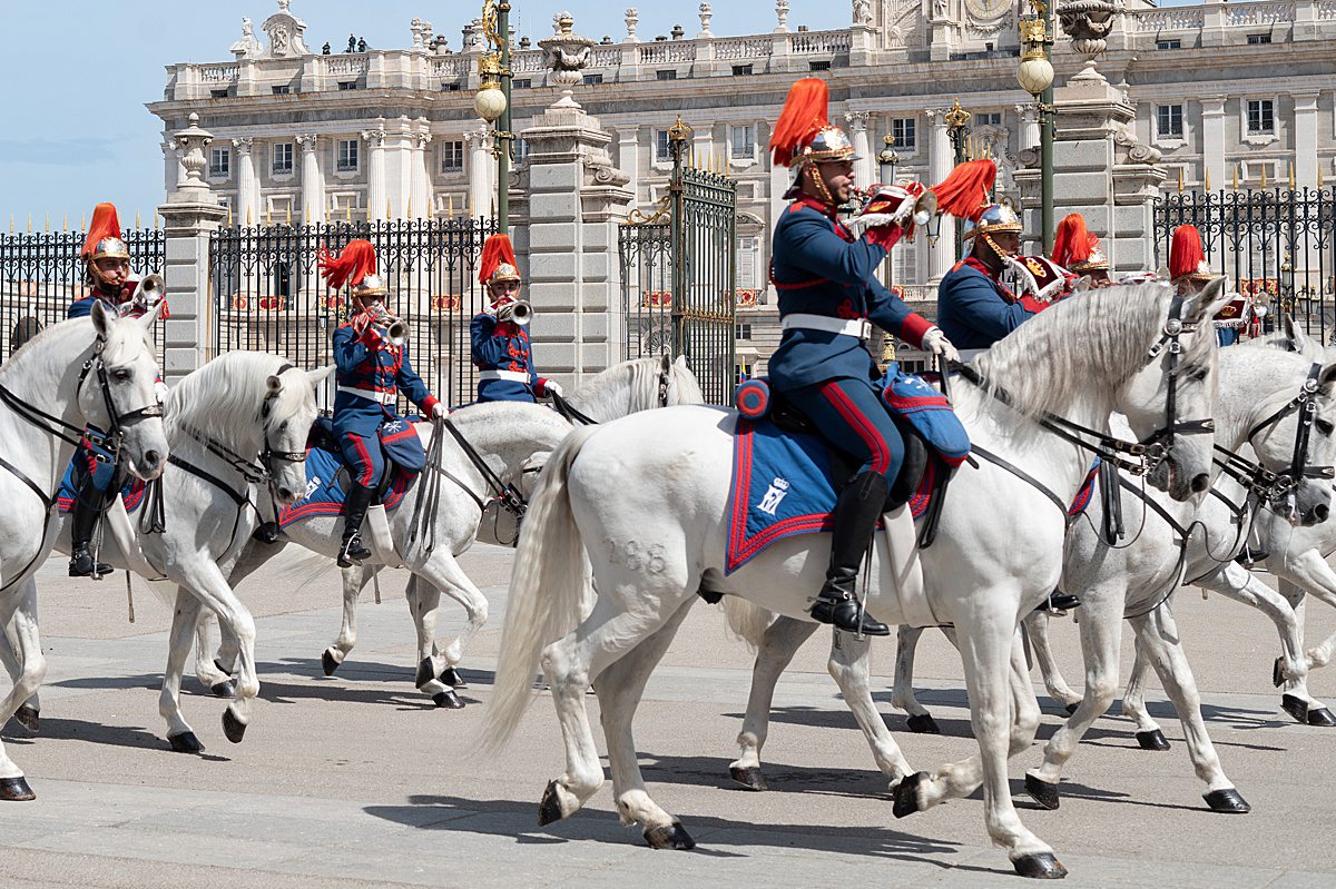 An official ceremony at the Royal Palace of Madrid is free for visitors to watch from outside the palace gates. Police tape ropes off the line visitors may not cross. The best viewing spot is in front of Catedral de la Almudena, which is adjacent to the palace.
