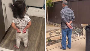 Little girl has a quirky walk just like her grandpa