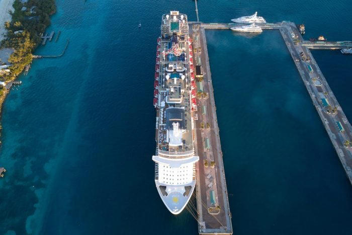 High Angle View Of Cruise Ship On Sea