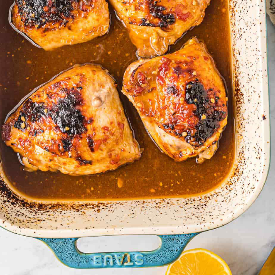 Honey Garlic Chicken Thighs (Oven Baked!)