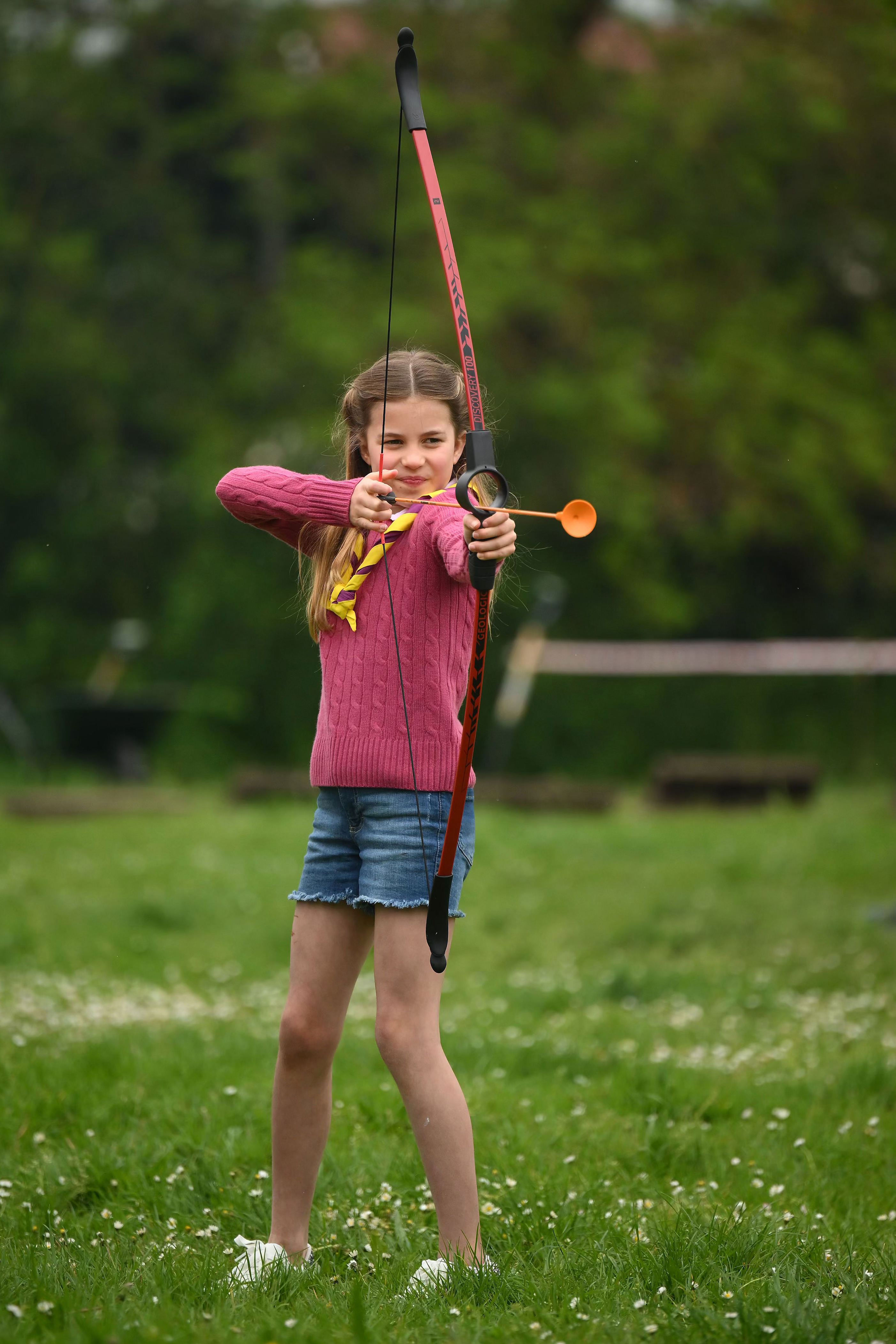 <p>Princess Charlotte tried her hand at archery while taking part in the Big Help Out volunteering drive -- the final event of grandfather King Charles III's <a href="https://www.wonderwall.com/celebrity/the-coronation-of-king-charles-iii-and-queen-camilla-the-best-pictures-of-all-the-royals-at-this-historic-event-735015.gallery">coronation</a> festivities -- during a visit to the 3rd Upton Scouts Hut in Slough, England, on May 8, 2023, where she and her siblings and parents helped to renovate and improve the building during their visit.</p>