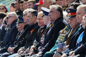 Russian President Vladimir Putin and guests attend the Victory Day military parade at Red Square in central Moscow, Russia, May 9, 2023.