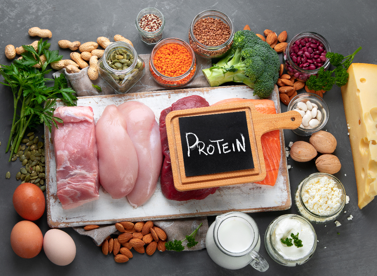 assortment of high-protein foods